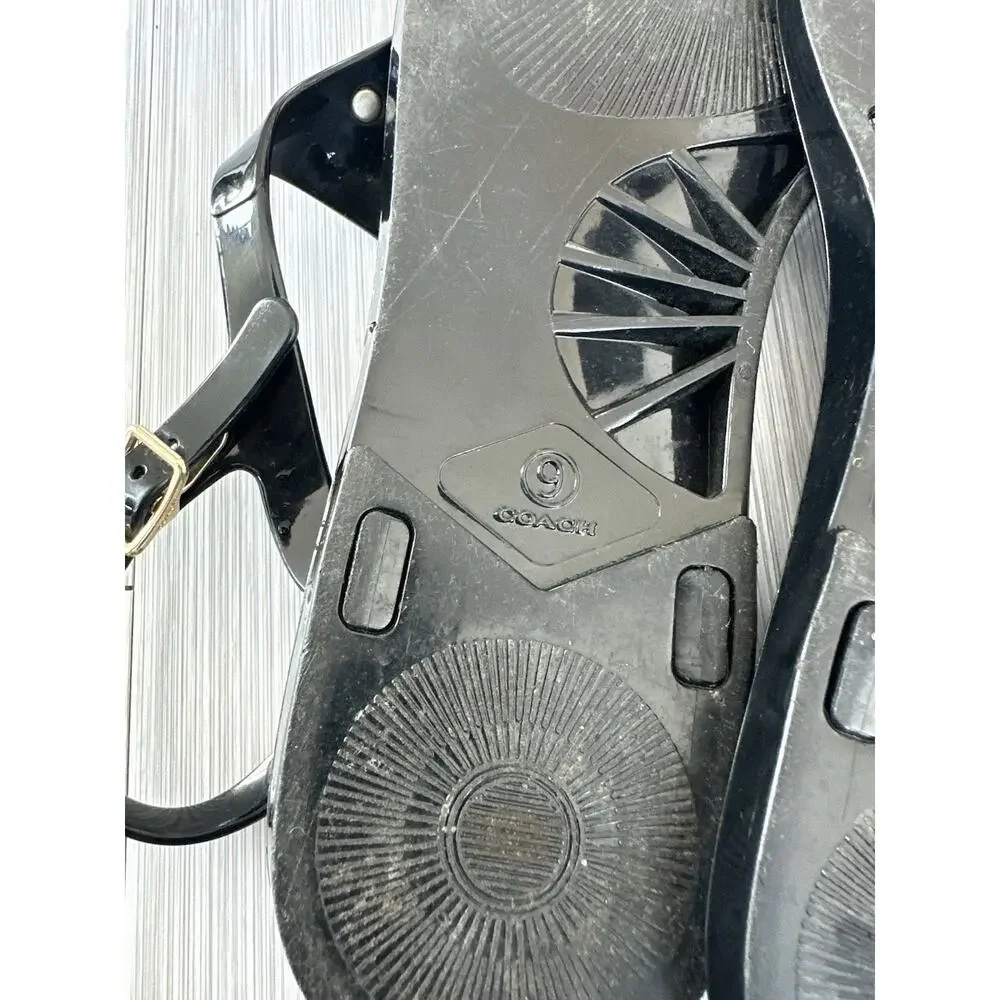 Coach Women’s Black Nicolle Jelly Sandals Ankle Strap Buckle US 9
